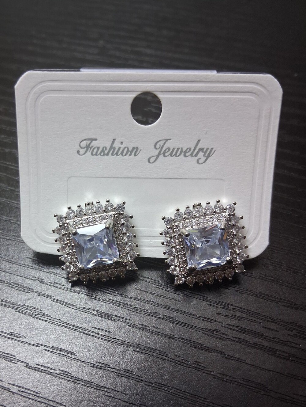 18k White Gold Plated Clear Cubic Zirconia Stud Earrings